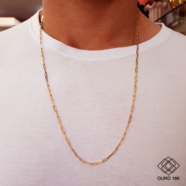 Cordão Masculino Cadeado Ouro 18k - 70cm