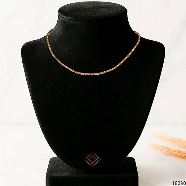 Cordão Cabo de Aço 3 Cores Ouro 18k - 45cm