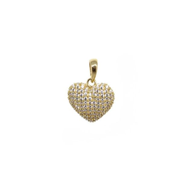 Pingente Coração Ouro 18k Zircônias