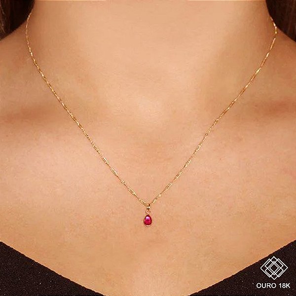Gargantilha Gota Ouro 18k Zircônia