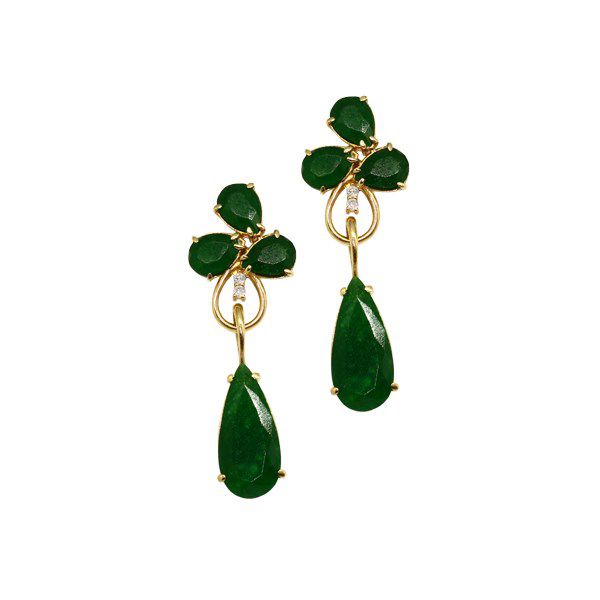 Brinco Ouro 18k Pedras Naturais Ouro 18k