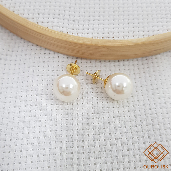 Brinco Pérolas Sintéticas Ouro 18k