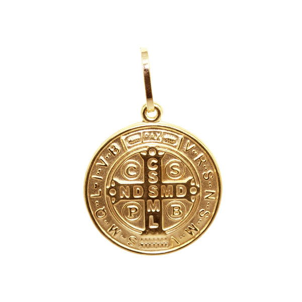 Pingente Medalha São Bento Ouro 18k Grande