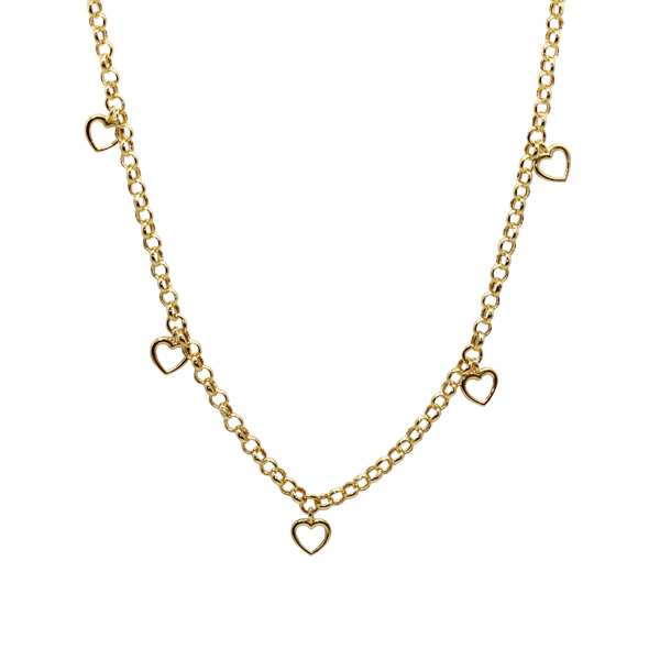 Gargantilha Choker Corações Ouro 18k