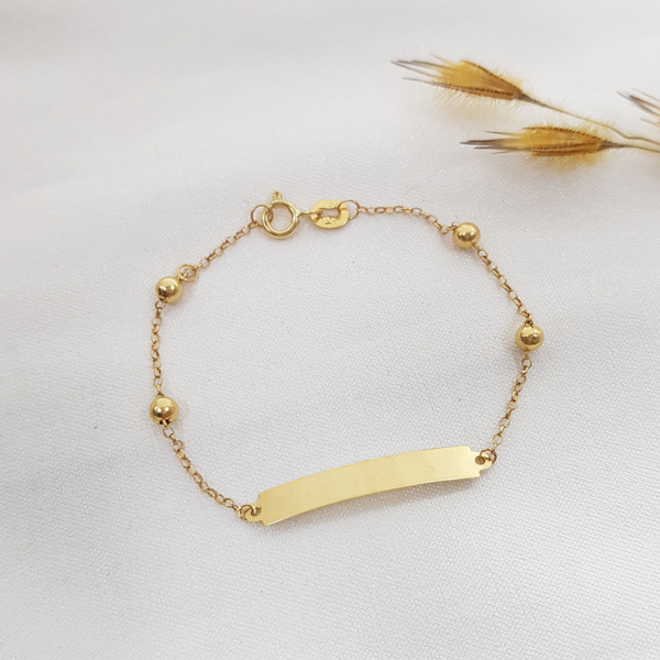 Pulseira Infantil Plaquinha com Esferas