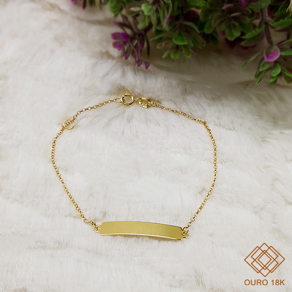 Pulseira Infantil Plaquinha Ouro 18k