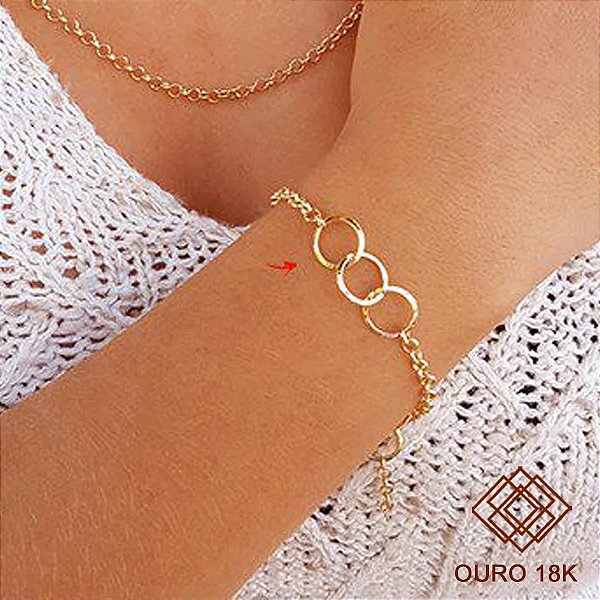 Pulseira Elo Português 3mm Ouro 18k