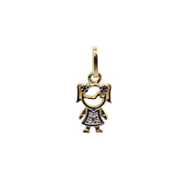 Pingente Menina Ouro 18k Zircônias