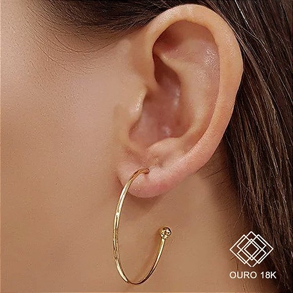 Brinco Argola com Esfera Ouro 18k
