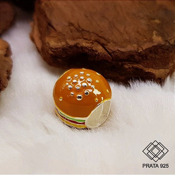 Pingente Berloque Hambúrguer Prata 925
