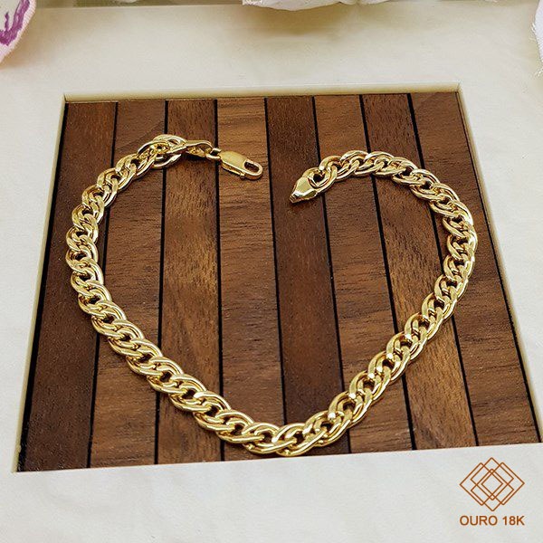 Pulseira Elo Groumet dupla Ouro 18k