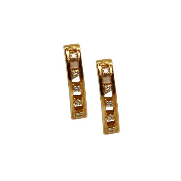 Brinco Meia Argola Ouro 18k Brilhante Moissanite 10pts