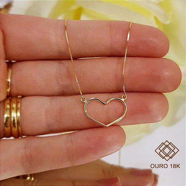 Gargantilha Coração Ouro 18k