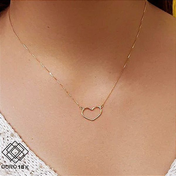 Gargantilha Coração Ouro 18k
