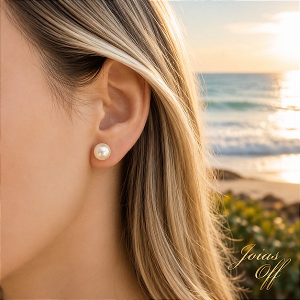 Brinco Pérola Natural Ouro 18k