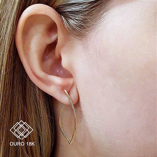 Brinco Argola Curvas Ouro 18k