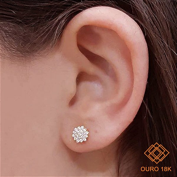 Brinco Chuveiro Rainha Ouro 18k - Brilhante Moissanite