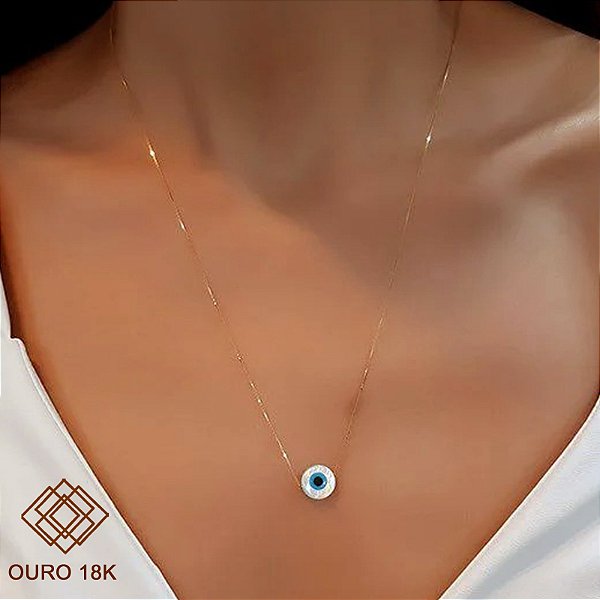 Gargantilha Olho Grego Ouro 18k