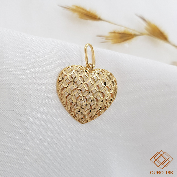 Pingente Coração Diamantado Ouro 18k