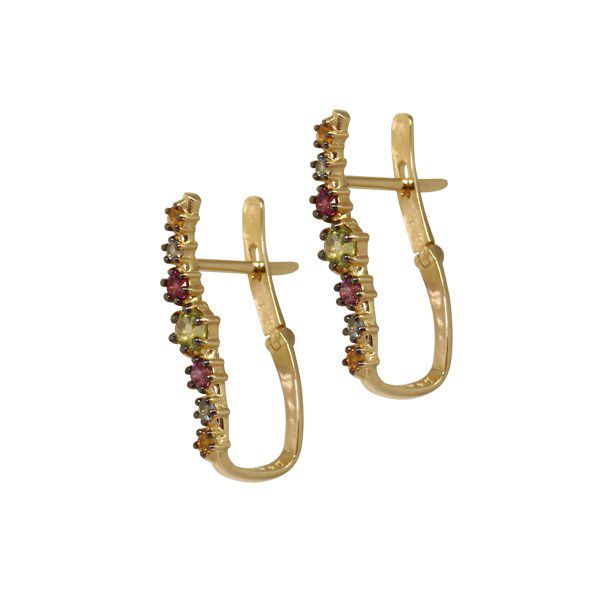 Brinco Argola Ouro 18k Pedras Naturais