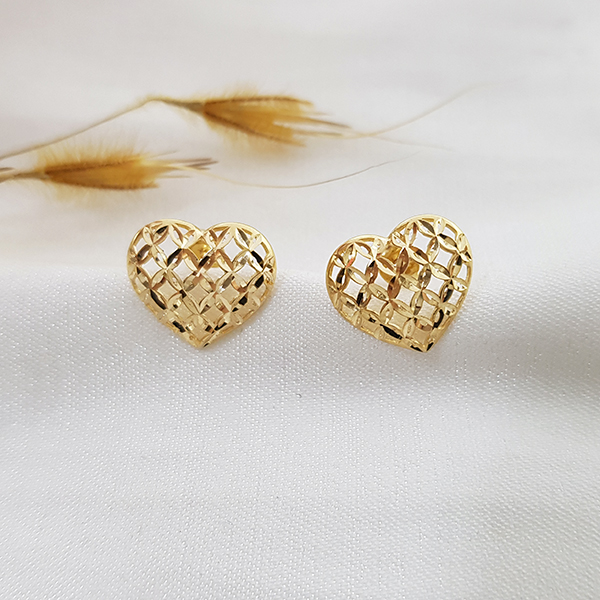 Brinco Coração Diamantado Ouro 18k