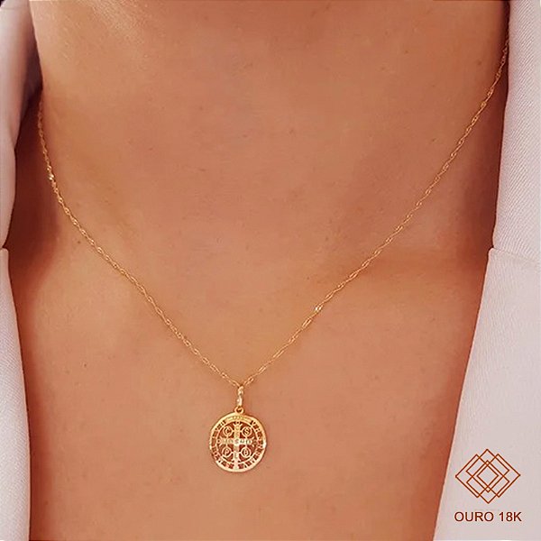 Kit Cordão Ouro 18k + Pingente São Bento Ouro 18k