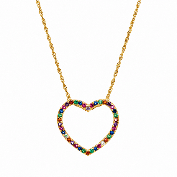 Kit Cordão + Pingente Coração Ouro 18k Zircônias
