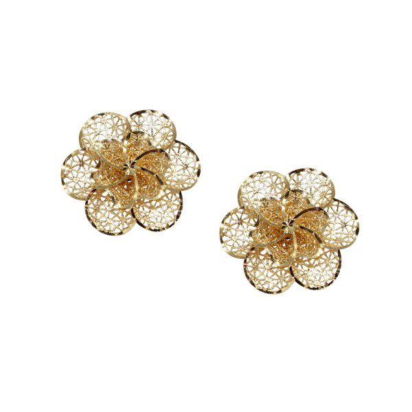 Brinco Flor Filigrana Ouro 18k