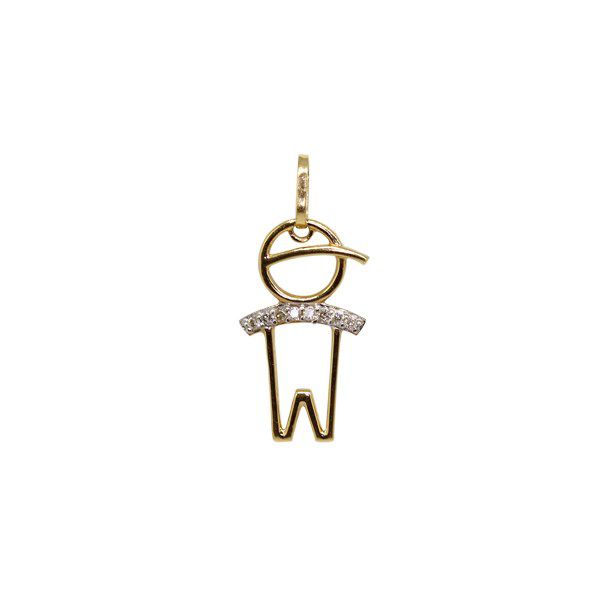 Pingente Menino Ouro 18k Diamantes