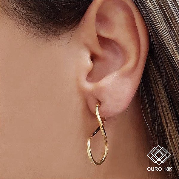 Brinco Argola Curvas Ouro 18k Médio