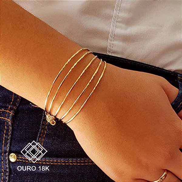 Bracelete Bold 5 Aros Ouro 18k