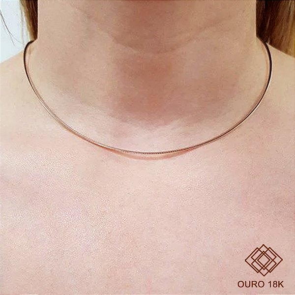 Gargantilha Aro Maleável 2 Tons Ouro 18k