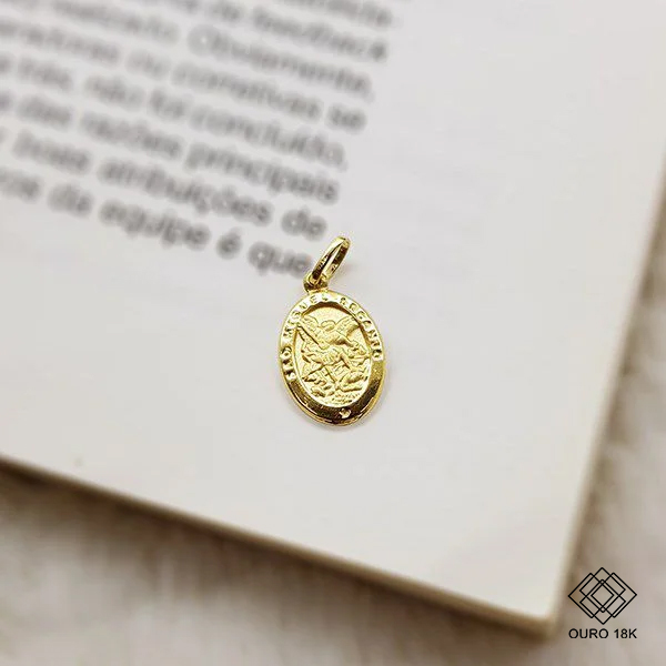 Pingente Medalha São Miguel Arcanjo Ouro 18k