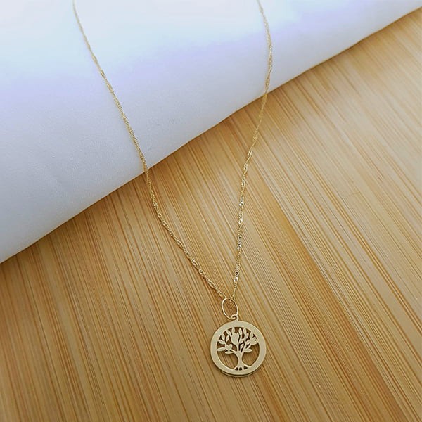 Kit Cordão Ouro 18k + Pingente Árvore Da Vida Ouro 18k - 45CM