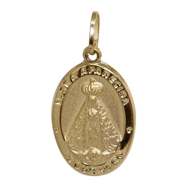 Pingente Medalha Nossa Senhora Aparecida Ouro 18k