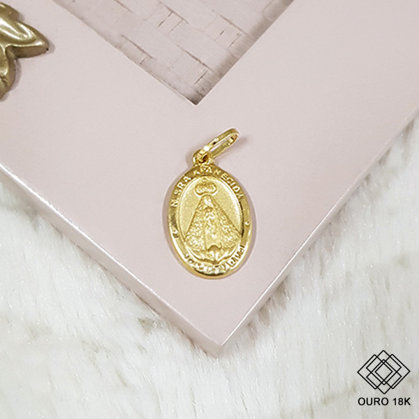Pingente Medalha Nossa Senhora Aparecida Ouro 18k