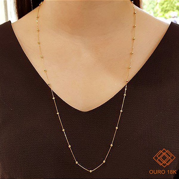Gargantilha Esferas Ouro 18k - 70 CM