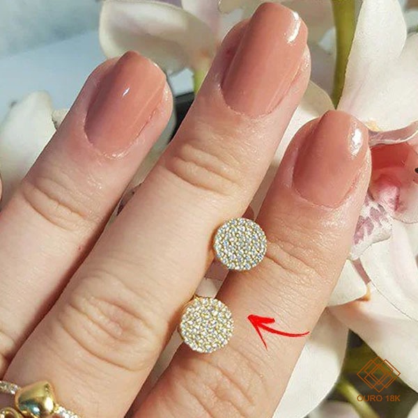 Brinco Chuveiro Ouro 18k Zircônias