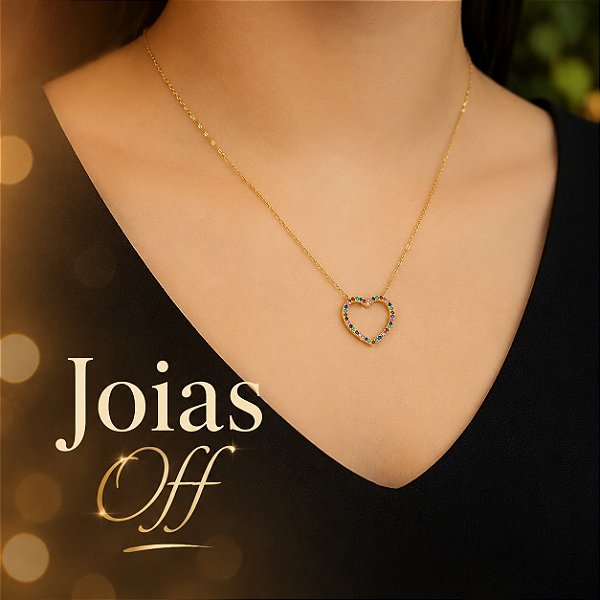 Pingente Coração Ouro 18k Zircônias