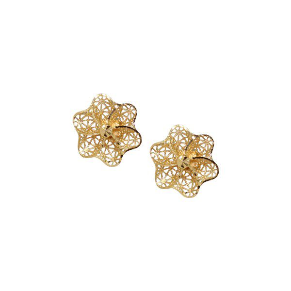 Brinco Flor Filigrana Ouro 18k