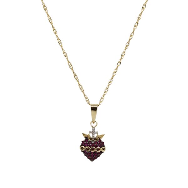 Kit Cordão Singapura Ouro 18k + Pingente Sagrado Coração Ouro 18k