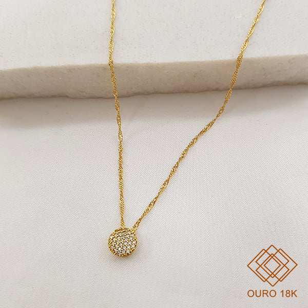 Kit Cordão Ouro 18k + Pingente Chuveiro Ouro 18k