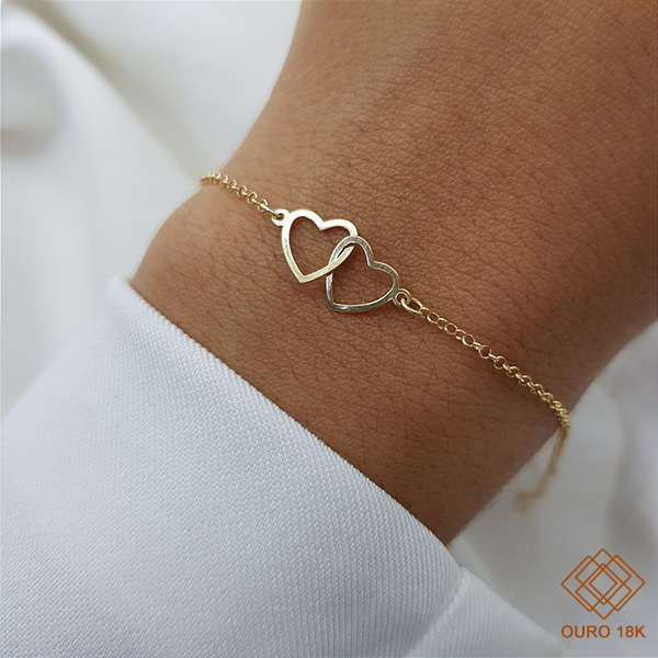 Pulseira Corações Ouro 18k