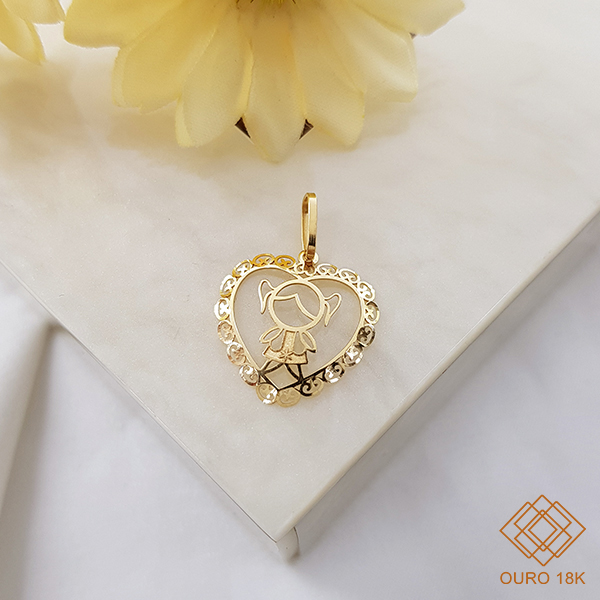Pingente Coração Filha Ouro 18k