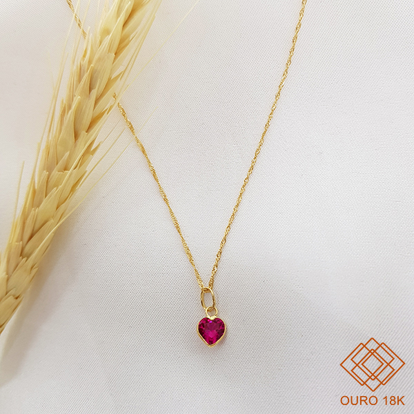 Kit Cordão Ouro 18k + Pingente Coração Ouro 18k