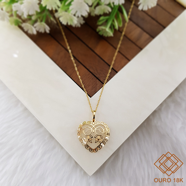 Kit Cordão Ouro 18k + Pingente Filhos Ouro 18k