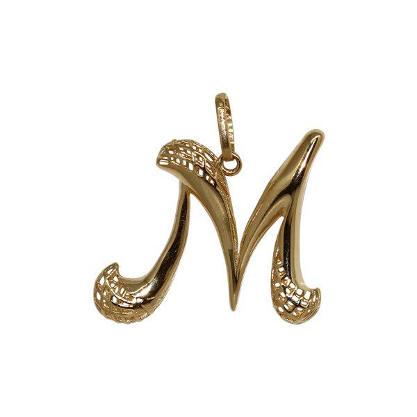 Pingente Letra M Filigrana Ouro 18k