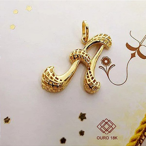 Pingente Letra A Ouro 18k
