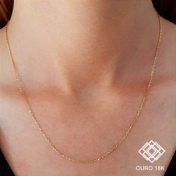 Cordão Elo Oco Ouro 18k - 45cm