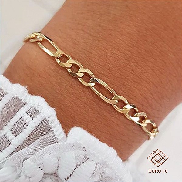 Pulseira Malha Figaro Ouro 18k